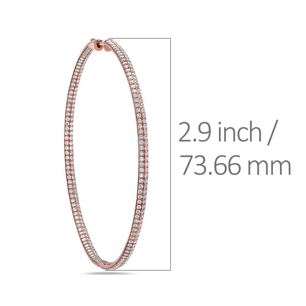 18K Rose Gold Ladies Earrings Featuring Round Diamonds